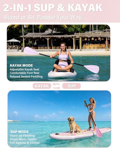 TIGERXBANG Inflatable Stand Up Paddle Board with SUP Board Accessories, Anti-Slip EVA Deck, 11'/10'6'' Paddleboard for Adults & Youth - All Skill Levels in Kuwait