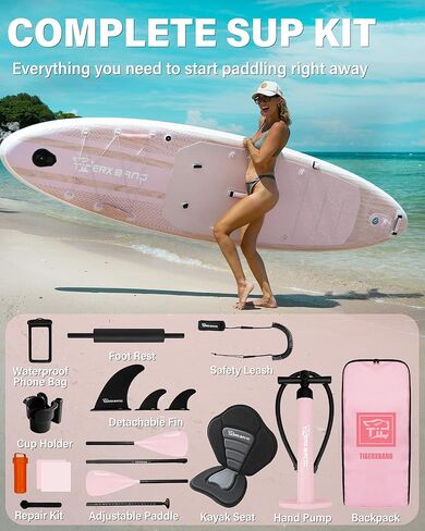 TIGERXBANG Inflatable Stand Up Paddle Board with SUP Board Accessories, Anti-Slip EVA Deck, 11'/10'6'' Paddleboard for Adults & Youth - All Skill Levels in Kuwait