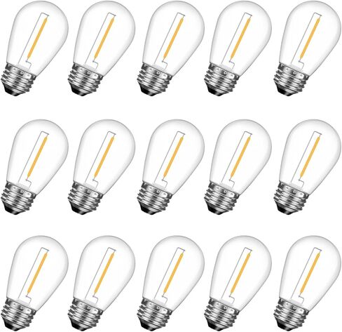 GvvooHome 24 Pack Shatterproof S14 LED Replacement Bulbs for Outdoor String Lights, 1W Equivalent to 11W Incandescent Bulb, Soft White 2200K, Dimmable, E26 Regular Medium Screw Base in Saudi Arabia