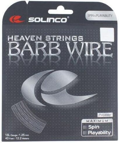Solinco Barb Wire Textured and Ridged Poly (Polyester) 16/16L/17 Gauge Tennis Racquet String - Best for Spin, and Durability in Saudi Arabia