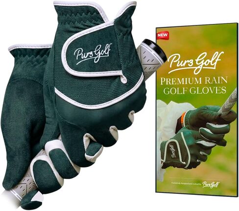 قفازات الجولف المطرية PUR3 للرجال والنساء | تتضمن علامة الكرة | قفازات مطر للجولف مقاومة للماء | التحكم في جميع الأحوال الجوية والعرق | زوج كلتا اليدين in Kuwait