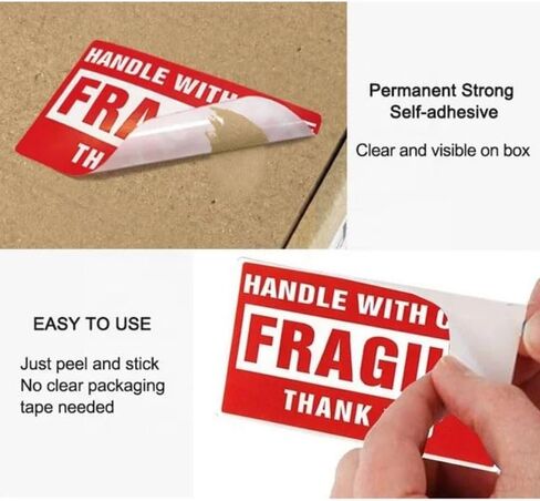 250Paste/Roll Fragile English Warning Label Sticker Copper Plate Adhesive Anti-Tamper Fragile Item Warning Stickers in Saudi Arabia