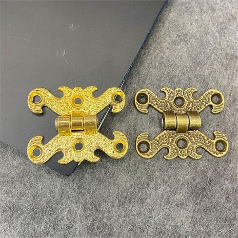 صندوق خشبي مزخرف هدية صندوق مجوهرات النبيذ مفصلات صندوق الصدر برونزي/ذهبي 2 قطعة (برونزية) in Kuwait