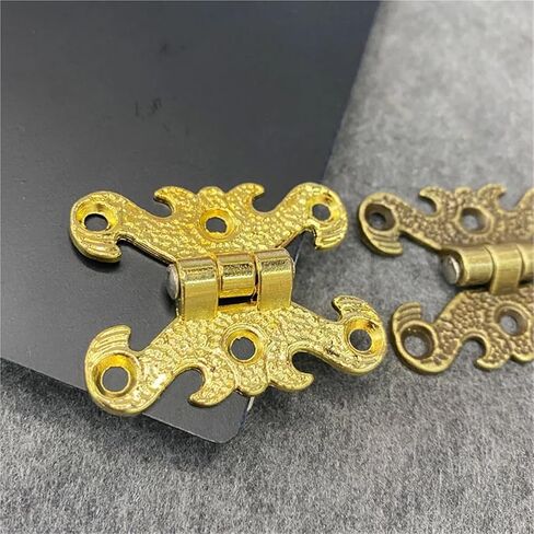 صندوق خشبي مزخرف هدية صندوق مجوهرات النبيذ مفصلات صندوق الصدر برونزي/ذهبي 2 قطعة (برونزية) in Kuwait