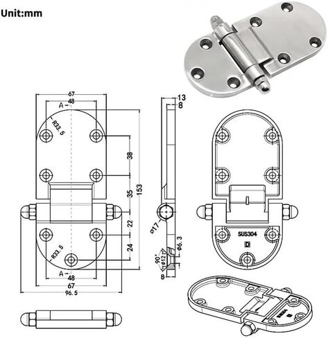 المعدات الصناعية الآلات خزانة الباب موصل الأجهزة 304 مفصلات من الفولاذ المقاوم للصدأ 1 قطعة in Kuwait