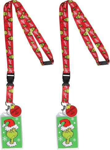 The Grinch Lanyard Badge Holder with Grinch Card and 2" Naughty Or Nice Rubber Ornament Pendant in Saudi Arabia