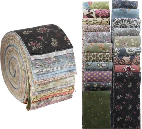 Fantomon Jelly Roll Fabric 40 Strip Strip String Backt Cotton Cotton Strips 2.5 "× 40" في مطبوعات زهرية ومحايدة للخياطة ، بطانية ، سجادة ، خليط (نغمات الأرض الدافئة) in Kuwait