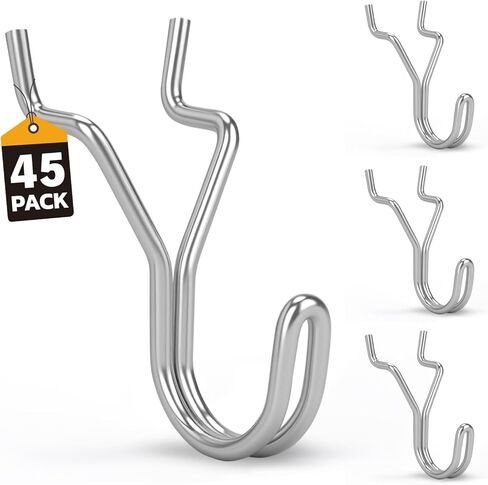 ELEAD 45-Piece Pegboard Hooks J-Hook, Silver J Hooks for Pegboard, Fits 1/8" & 3/16" Pegboards, Heavy Duty Peg Board Hooks for Hanging Keys, Retail Items & Small Tools in Saudi Arabia