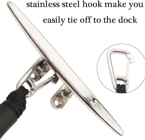 Bungee Dock Lines for Boats: 2PCS 4 Feet Dock Bungee Lines for Boats with Stainless Steel Clip & Adjustable Loop for Jet Ski, Pontoon, PWC, Kayak, Black in Kuwait