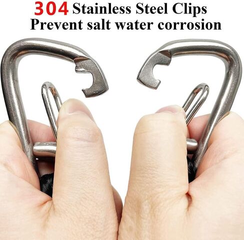 Bungee Dock Lines for Boats: 2PCS 4 Feet Dock Bungee Lines for Boats with Stainless Steel Clip & Adjustable Loop for Jet Ski, Pontoon, PWC, Kayak, Black in Kuwait