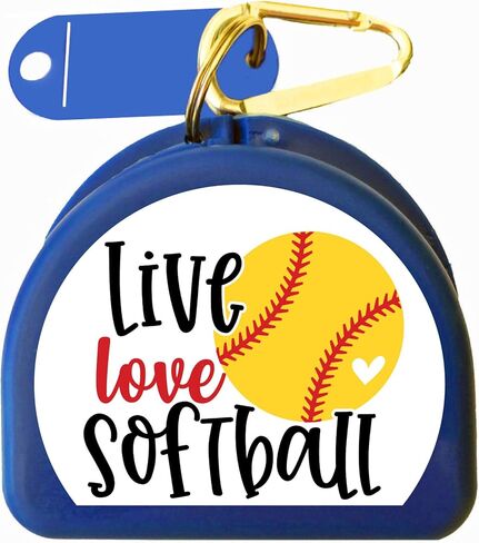 حافظة واقي الفم سوفتبول مع حلقة تسلق وبطاقة هوية (أزرق) in Kuwait