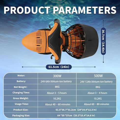 Portable Underwater Sea Scooter, 300W/500W Speed Modes, Quick-Release Safety Net & Anti-Tangle Propellers, Ideal for Family Beach Trips & Snorkel Tours in Saudi Arabia