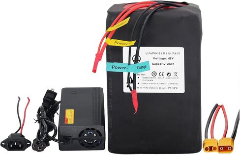 48V 52V 15AH 16AH 18AH 20AH LiFePO4 B-attery Pack with 30A BMS and 3A Fast Ch-arger Fit for 0-750W Motor in Saudi Arabia