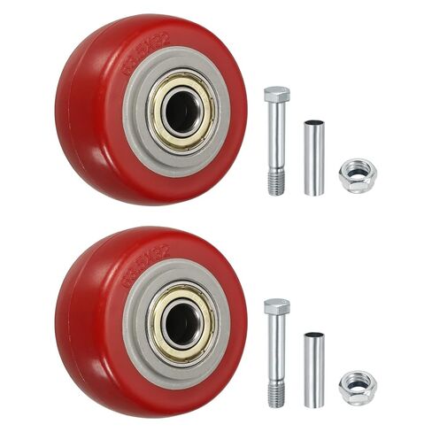 PATIKIL 4 Pack Caster Wheels, 3 in Heavy Duty Plate Caster PU Board Casters with 3/8" Bore Cart Wheels Replacement for Furniture Platform Trucks Saw Table Stage Toolbox, Red in Saudi Arabia