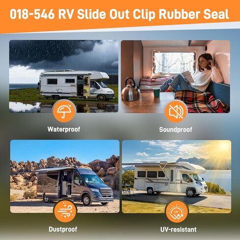 018-546 RV مشبك مطاطي منزلق للخارج، قفل قناة نافذة الباب يتم تركيبه بمشبك مع ممسحة 2 بوصة، مناسب لقناة نافذة باب التخييم RV-35FT in Kuwait