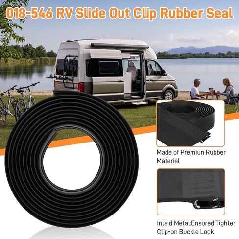 018-546 RV مشبك مطاطي منزلق للخارج، قفل قناة نافذة الباب يتم تركيبه بمشبك مع ممسحة 2 بوصة، مناسب لقناة نافذة باب التخييم RV-35FT in Kuwait