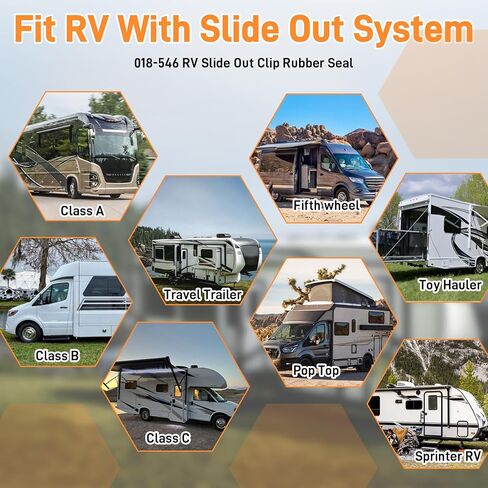 018-546 RV مشبك مطاطي منزلق للخارج، قفل قناة نافذة الباب يتم تركيبه بمشبك مع ممسحة 2 بوصة، مناسب لقناة نافذة باب التخييم RV-35FT in Kuwait