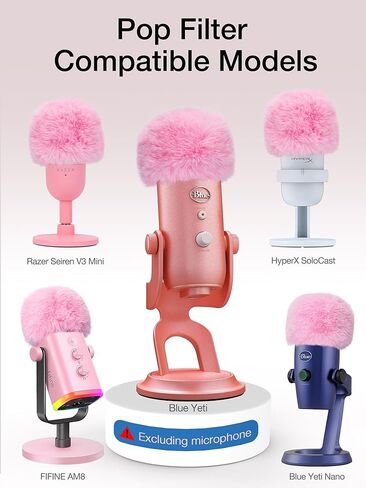SUNMON Blue Yeti Microphone Pop Filter, Mic Cover Furry Foam for Blue Yeti, Fifine AM8, HyperX SoloCast, Razer Seiren V3 Mini Microphones and Most Mic (Pink) in Saudi Arabia