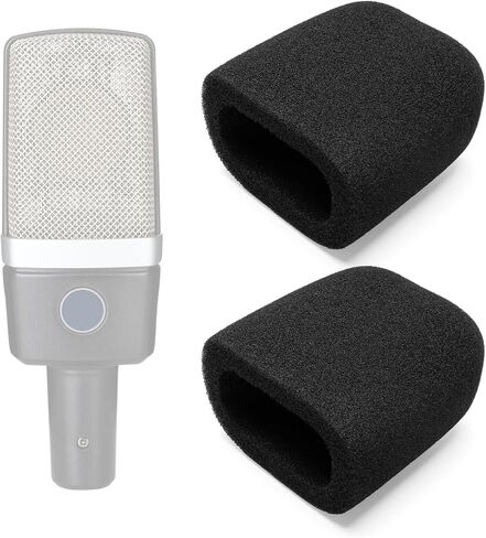 غطاء ميكروفون للزجاج الأمامي من الفوم متوافق مع AKG C214 C314، Se Electronics X1 A، SE 4400 4100، BEHRINGER B906، SUPERLUX PRA628، ميكروفون، مرشح بوب عالي الكثافة، مربع أسود in Saudi Arabia