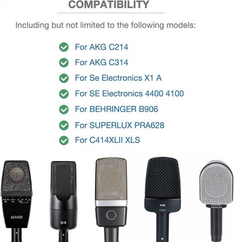 غطاء ميكروفون للزجاج الأمامي من الفوم متوافق مع AKG C214 C314، Se Electronics X1 A، SE 4400 4100، BEHRINGER B906، SUPERLUX PRA628، ميكروفون، مرشح بوب عالي الكثافة، مربع أسود in Saudi Arabia