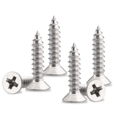 #8 x 1 Stainless Steel Sheet Metal Screws 100 pcs - Flat Head Self Tapping Screw Metal Screws, Pointed Tail, Full Thread in Saudi Arabia