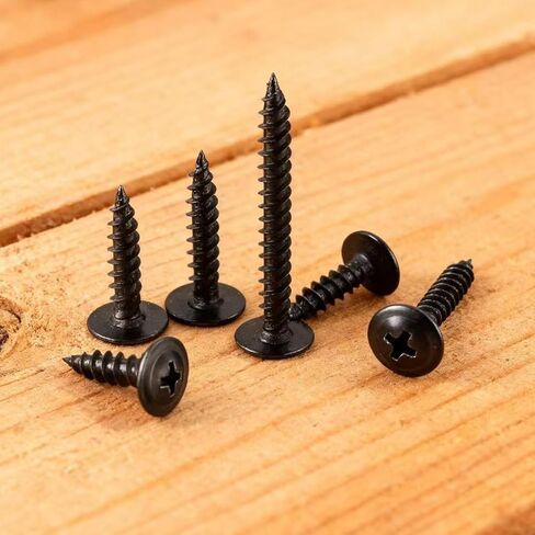 130PCS #8×3/4" Black Wood Screws,Phillips Modified Truss Head, Quick Metal Self Tapping Zinc Oxide,Use for Furniture, Woodworking,Household Appliances in Kuwait