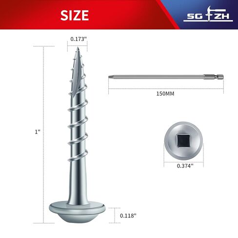 Pocket Hole Screws #8 x 1-1/4" (158Pcs) 1lb. Carbon Steel, Black, Washer Head, Coarse Thread, Square Drive,150MM Drive Bit Included in Saudi Arabia