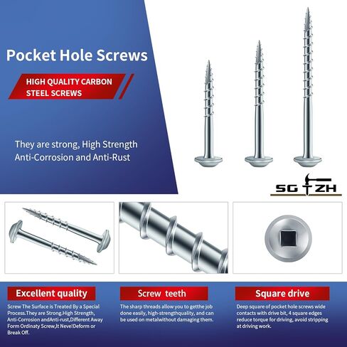 Pocket Hole Screws #8 x 1-1/4" (158Pcs) 1lb. Carbon Steel, Black, Washer Head, Coarse Thread, Square Drive,150MM Drive Bit Included in Saudi Arabia