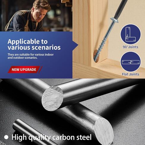Pocket Hole Screws #8 x 1-1/4" (158Pcs) 1lb. Carbon Steel, Black, Washer Head, Coarse Thread, Square Drive,150MM Drive Bit Included in Saudi Arabia