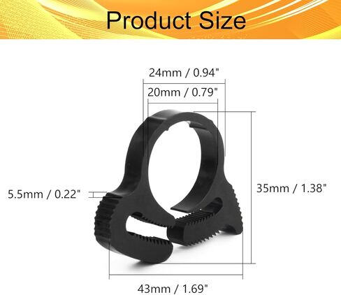 مشابك خرطوم نايلون من Wenheww، 17.2 مم - 19.2 مم/0.68 بوصة - 0.76 بوصة مقبض مزدوج قابل للتعديل، مشبك خرطوم أسود، مجموعة مشابك بلاستيكية، 5 قطع in Kuwait