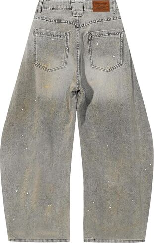 Aelfric Eden Baggy Barrel Jeans Ink Splash Wide Leg Jeans Womens Mens Retro Washed Unisex Streetwear Y2K Casual Denim Pants in Saudi Arabia