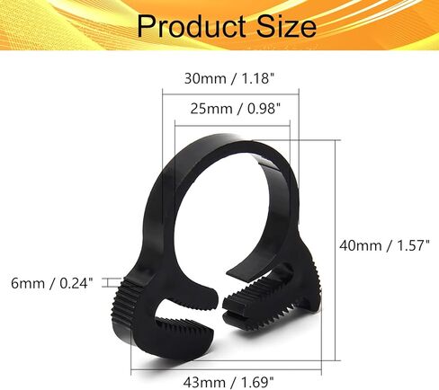 مشابك خرطوم نايلون من Wenheww، 21.5 مم - 23.5 مم/0.85 بوصة - 0.93 بوصة مقبض مزدوج قابل للتعديل، مشبك خرطوم أسود، مجموعة مشابك بلاستيكية، 10 قطع in Kuwait