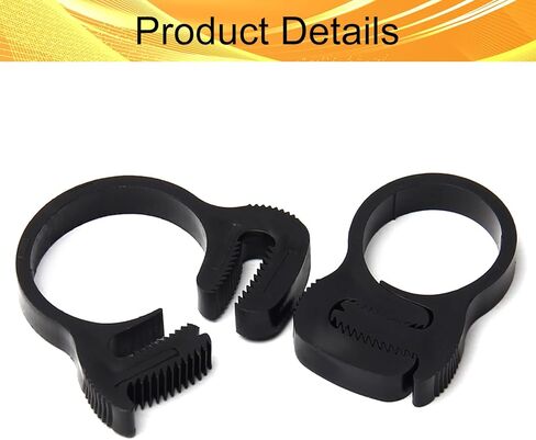 مشابك خرطوم نايلون من Wenheww، 21.5 مم - 23.5 مم/0.85 بوصة - 0.93 بوصة مقبض مزدوج قابل للتعديل، مشبك خرطوم أسود، مجموعة مشابك بلاستيكية، 10 قطع in Kuwait