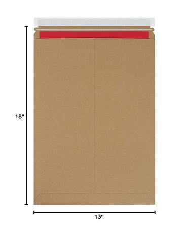 رسائل بريدية مسطحة صلبة من علامة Tape Logic مقاس 13 × 18 بوصة من العلامة التجارية Stayflats، كرافت (عبوة من 100 قطعة) رسائل بريدية لمستندات الصور، قفل قابل للتقشير والختم، شريط مسيل للدموع سهل الفتح. in Kuwait