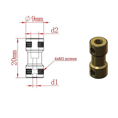 D9L20 2mm/2.3mm/3mm/3.17mm/4mm/5mm/6mm Brass Flexible Coupling Coupler Transmission Connector 1Pcs(4mm to 4mm) in Saudi Arabia