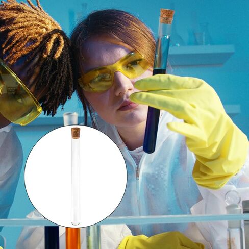 20x200mm Glass Test Tubes with Cork Stopper Flat Round Bottom 4-Piece Set for School Science Experiments and Liquid Storage in Saudi Arabia
