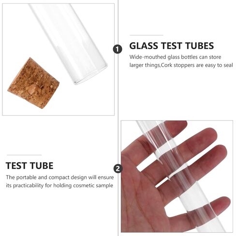 20x200mm Glass Test Tubes with Cork Stopper Flat Round Bottom 4-Piece Set for School Science Experiments and Liquid Storage in Saudi Arabia