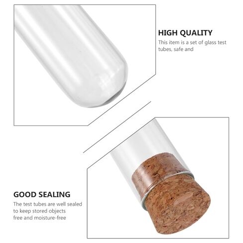 20x200mm Glass Test Tubes with Cork Stopper Flat Round Bottom 4-Piece Set for School Science Experiments and Liquid Storage in Saudi Arabia