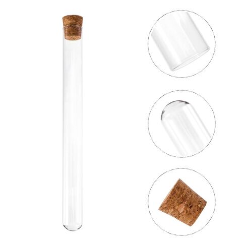 20x200mm Glass Test Tubes with Cork Stopper Flat Round Bottom 4-Piece Set for School Science Experiments and Liquid Storage in Saudi Arabia