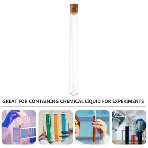 20x200mm Glass Test Tubes with Cork Stopper Flat Round Bottom 4-Piece Set for School Science Experiments and Liquid Storage in Saudi Arabia
