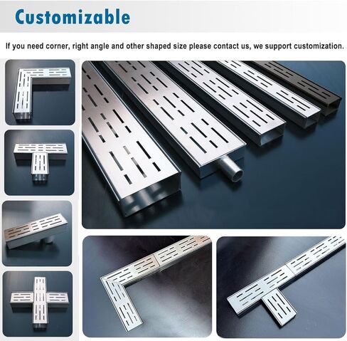 Stainless Steel Channel Drain Kit for Garage, Deck, Driveway, Patio, Yard, Parking Lot - 10x4cm (4"x1.625") Trench Drain and Grate System, Durable Floor Grating in Kuwait