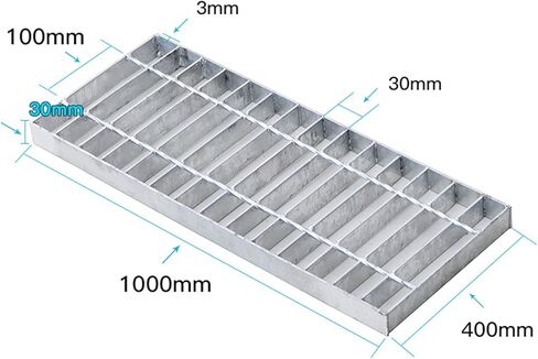 Heavy Duty Galvanized Steel Drain Grate Strainer - Durable Rainwater & Sewer Covers for Garage, Trench, Channel Drainage - Ideal for Parks, Roads, Yards, Lawns (1000x400x30mm) in Kuwait