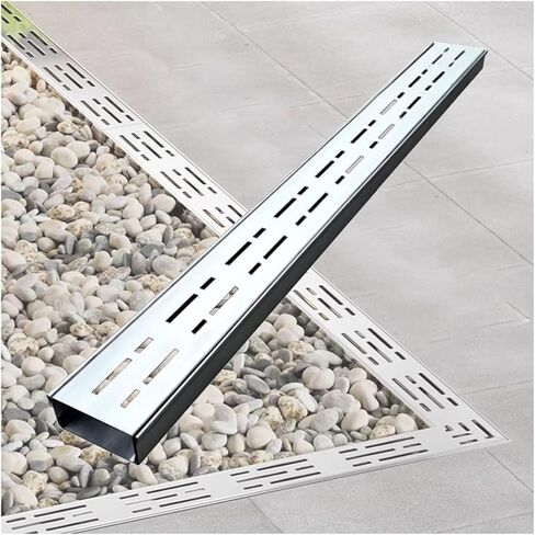 شبكة تصريف من الفولاذ المقاوم للصدأ - غطاء تصريف للخندق داخلي وخارجي مقاس 15 × 8 سم، طقم تصريف قناة متين 304، لمسة نهائية فضية لتصريف المياه بكفاءة in Kuwait