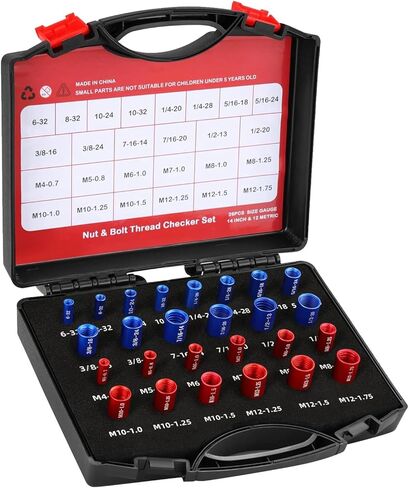 26Pcs Nut and Bolt Thread Checker, Measurement Tool for Mechanics, Janitors, with Clear Markings for Metric and British Threads in Saudi Arabia