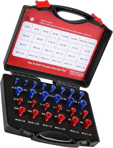 26Pcs Nut and Bolt Thread Checker, Measurement Tool for Mechanics, Janitors, with Clear Markings for Metric and British Threads in Saudi Arabia