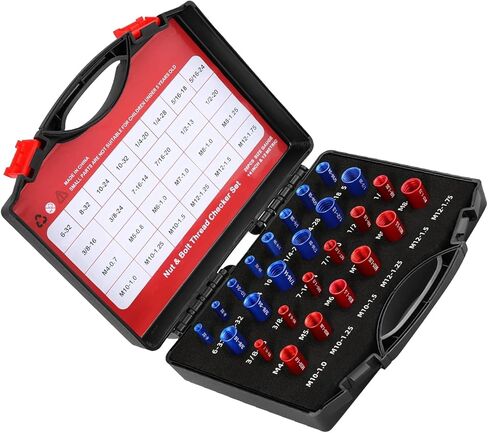 26Pcs Nut and Bolt Thread Checker, Measurement Tool for Mechanics, Janitors, with Clear Markings for Metric and British Threads in Saudi Arabia