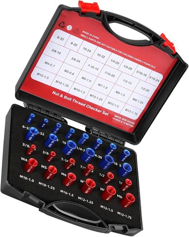 26Pcs Nut and Bolt Thread Checker, Measurement Tool for Mechanics, Janitors, with Clear Markings for Metric and British Threads in Saudi Arabia