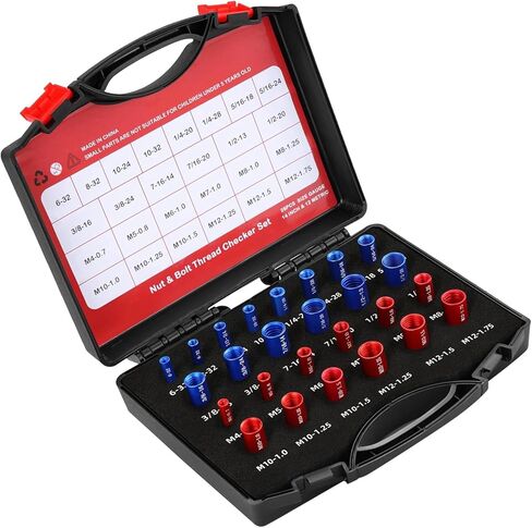 26Pcs Nut and Bolt Thread Checker, Measurement Tool for Mechanics, Janitors, with Clear Markings for Metric and British Threads in Saudi Arabia