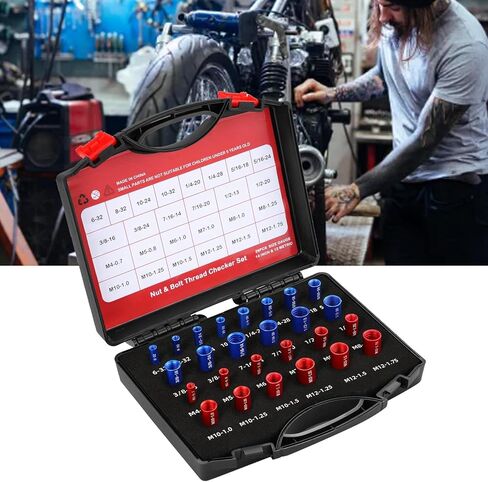 26Pcs Nut and Bolt Thread Checker, Measurement Tool for Mechanics, Janitors, with Clear Markings for Metric and British Threads in Saudi Arabia
