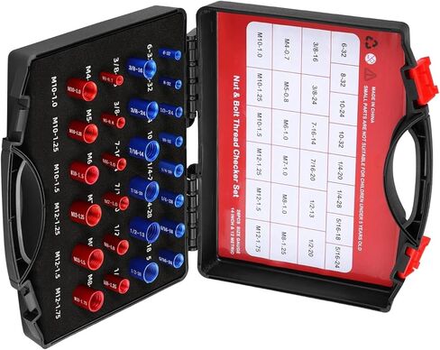 26Pcs Nut and Bolt Thread Checker, Measurement Tool for Mechanics, Janitors, with Clear Markings for Metric and British Threads in Saudi Arabia
